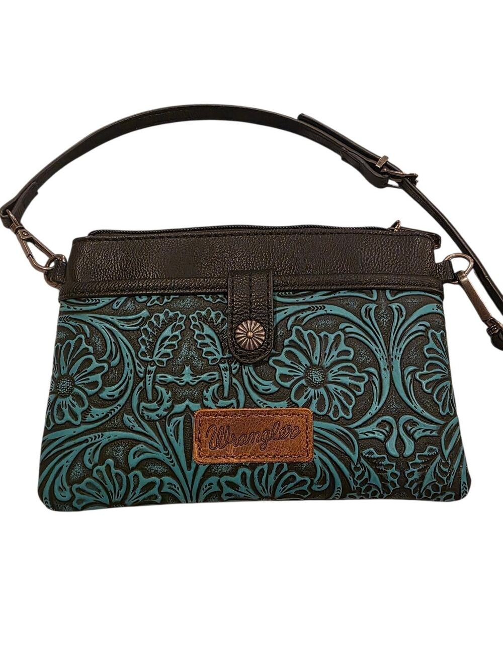 Wrangler Western Floral Tooled Crossbody, Clutch, Wristlet, Cowboy, Cowgirl